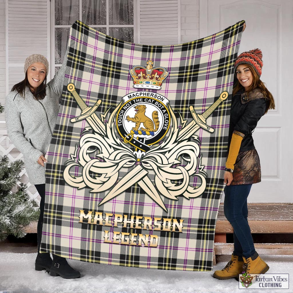 Tartan Vibes Clothing MacPherson Dress Ancient Tartan Blanket with Clan Crest and the Golden Sword of Courageous Legacy