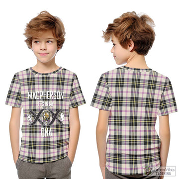 MacPherson Dress Ancient Tartan Kid T-Shirt with Family Crest DNA In Me Style