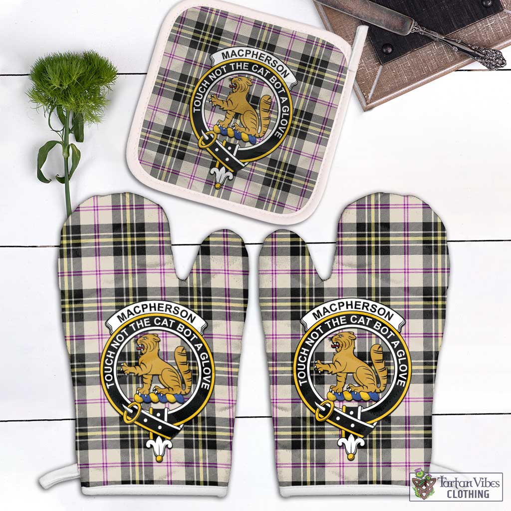 Tartan Vibes Clothing MacPherson Dress Ancient Tartan Combo Oven Mitt & Pot-Holder with Family Crest