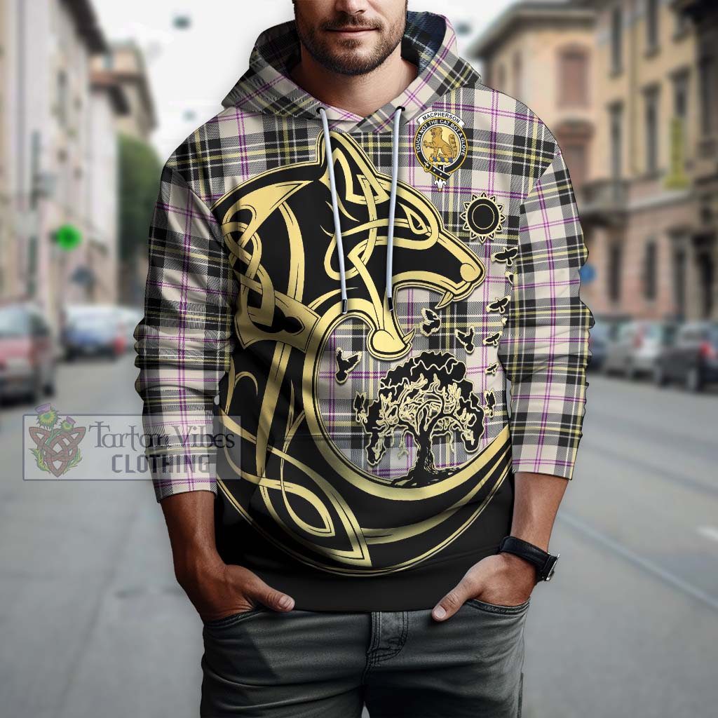Tartan Vibes Clothing MacPherson Dress Ancient Tartan Hoodie with Family Crest Celtic Wolf Style