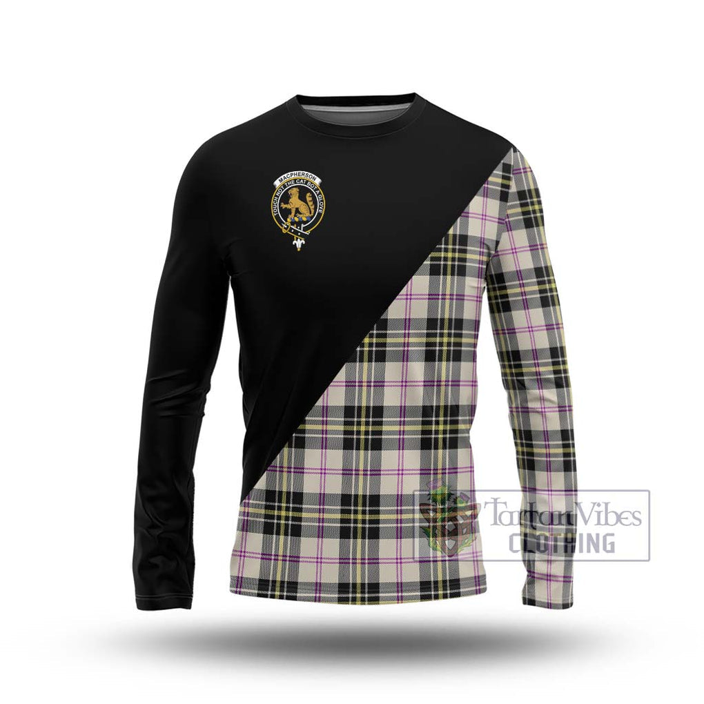 MacPherson Dress Ancient Tartan Long Sleeve T-Shirt with Family Crest and Military Logo Style Unisex - Tartanvibesclothing Shop