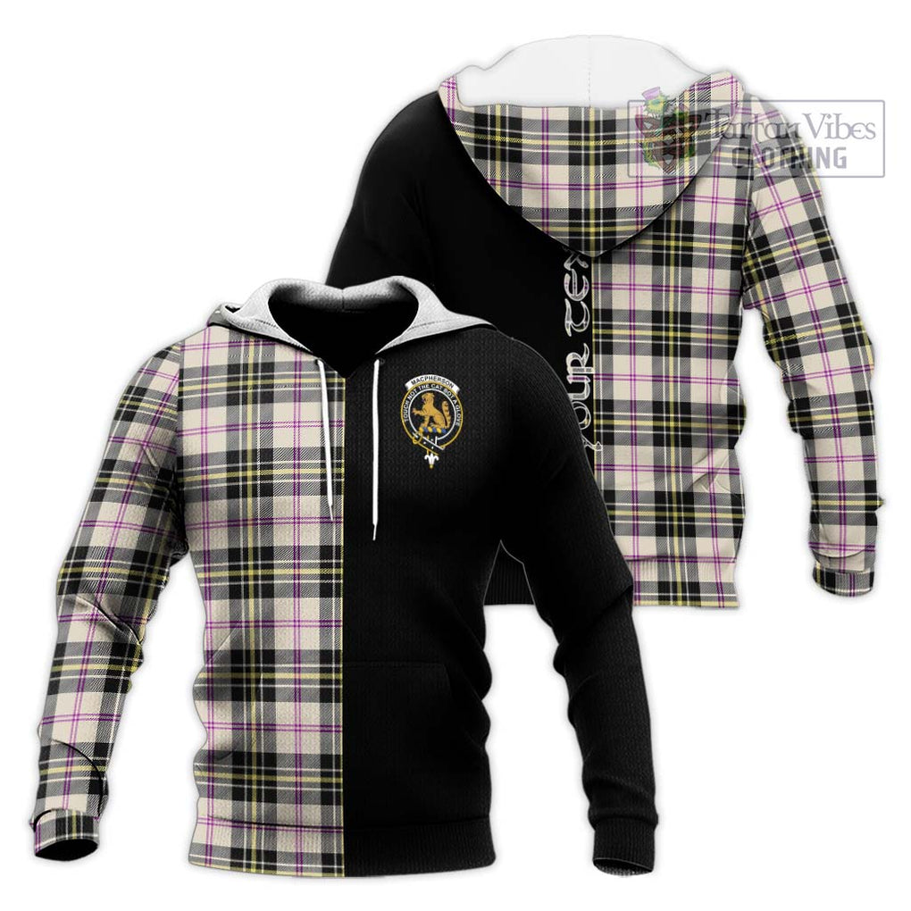 MacPherson Dress Ancient Tartan Knitted Hoodie with Family Crest and Half Of Me Style Unisex Knitted Pullover Hoodie - Tartanvibesclothing Shop