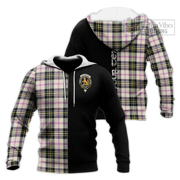 MacPherson Dress Ancient Tartan Knitted Hoodie with Family Crest and Half Of Me Style