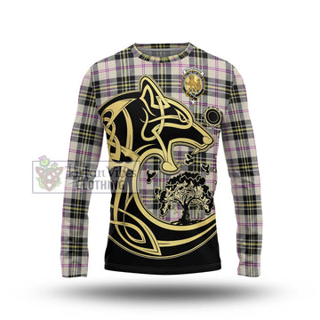 MacPherson Dress Ancient Tartan Long Sleeve T-Shirt with Family Crest Celtic Wolf Style