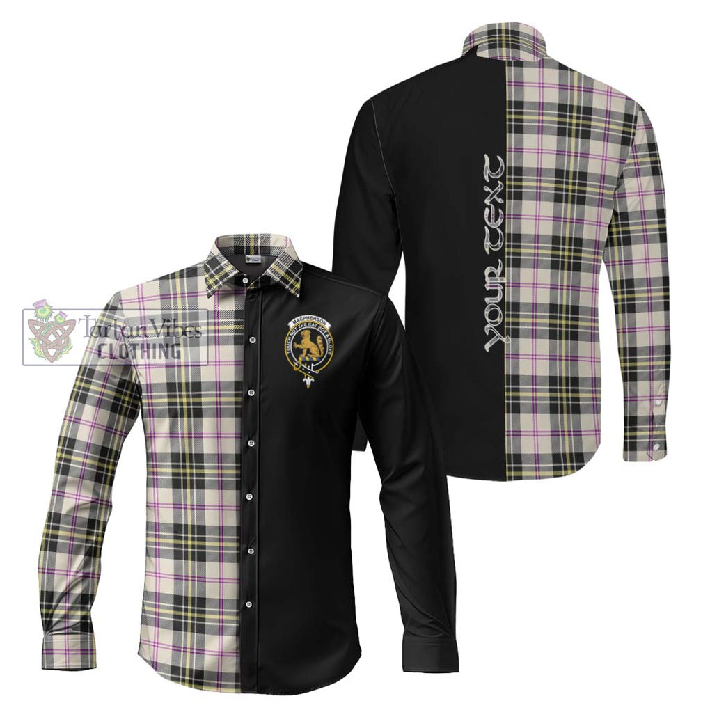 MacPherson Dress Ancient Tartan Long Sleeve Button Shirt with Family Crest and Half Of Me Style Men's Shirt S - Tartanvibesclothing Shop