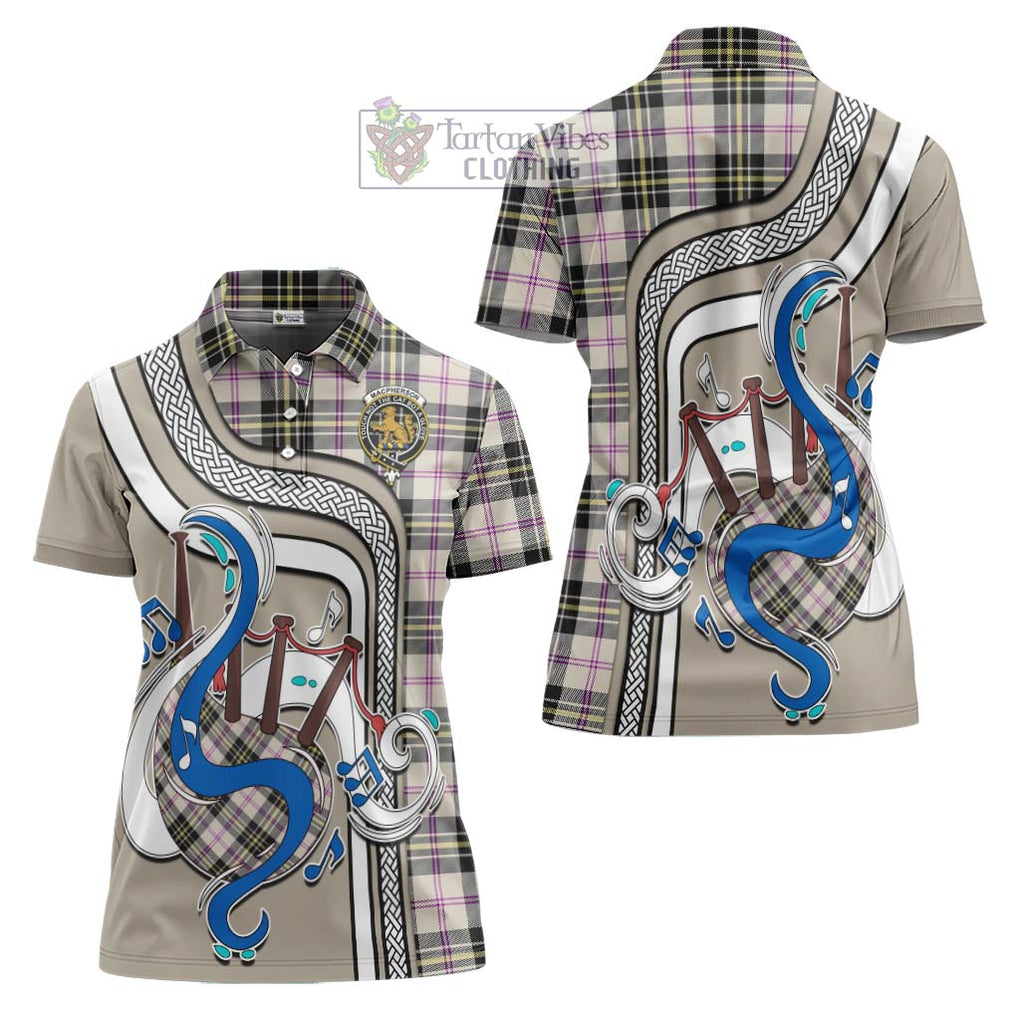 MacPherson Dress Ancient Tartan Women's Polo Shirt with Epic Bagpipe Style Women - Tartanvibesclothing Shop