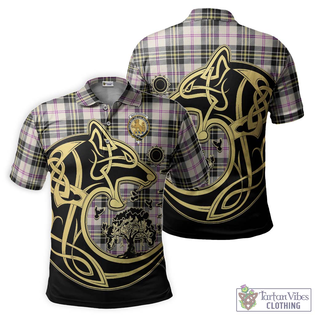 Tartan Vibes Clothing MacPherson Dress Ancient Tartan Polo Shirt with Family Crest Celtic Wolf Style