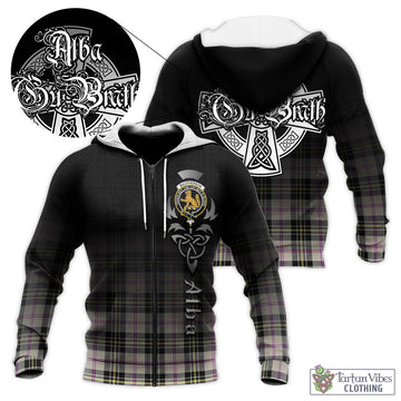 MacPherson Dress Ancient Tartan Knitted Hoodie Featuring Alba Gu Brath Family Crest Celtic Inspired