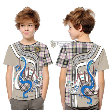 MacPherson Dress Ancient Tartan Kid T-Shirt with Epic Bagpipe Style