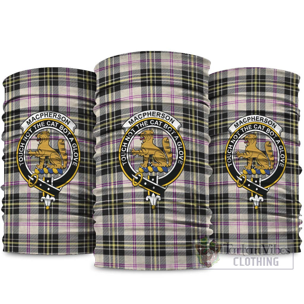 MacPherson Dress Ancient Tartan Neck Gaiters, Tartan Bandanas, Tartan Head Band with Family Crest