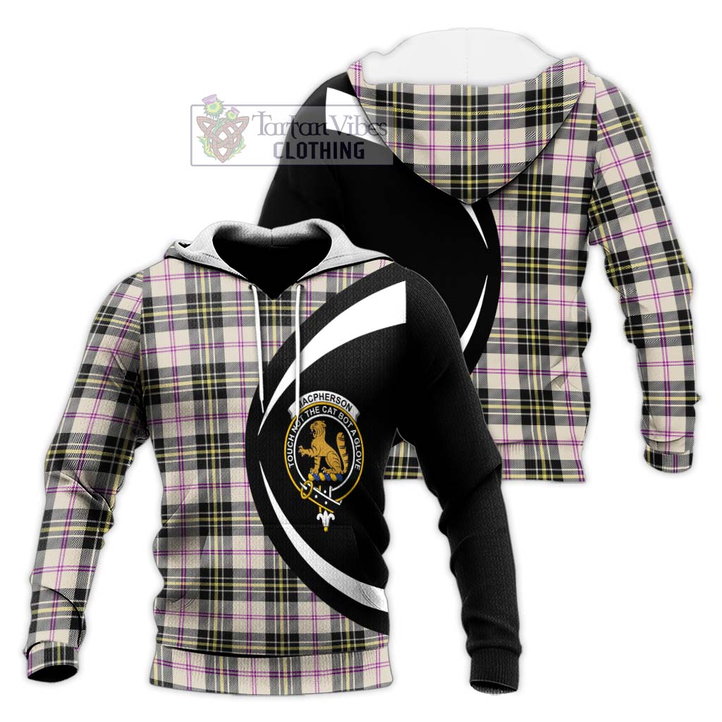 MacPherson Dress Ancient Tartan Knitted Hoodie with Family Crest Circle Style Unisex Knitted Pullover Hoodie - Tartan Vibes Clothing