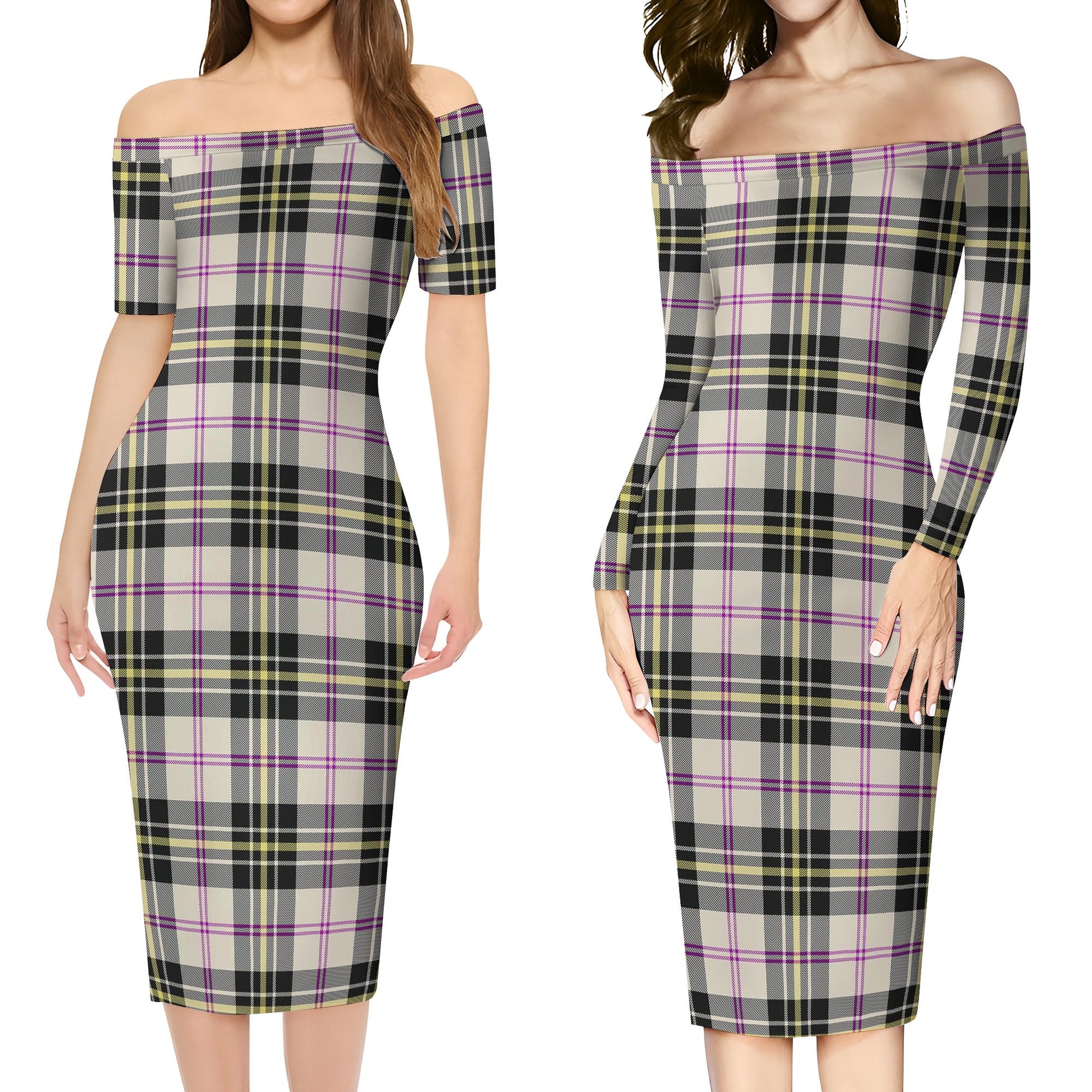 MacPherson Dress Ancient Tartan Off Shoulder Lady Dress Women's Dress - Tartanvibesclothing