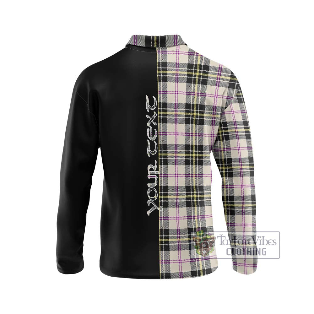 MacPherson Dress Ancient Tartan Long Sleeve Polo Shirt with Family Crest and Half Of Me Style - Tartanvibesclothing Shop