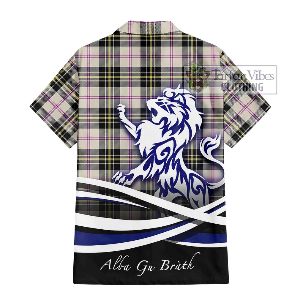 MacPherson Dress Ancient Tartan Short Sleeve Button Shirt with Alba Gu Brath Regal Lion Emblem - Tartanvibesclothing Shop