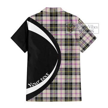 MacPherson Dress Ancient Tartan Short Sleeve Button Up with Family Crest Circle Style