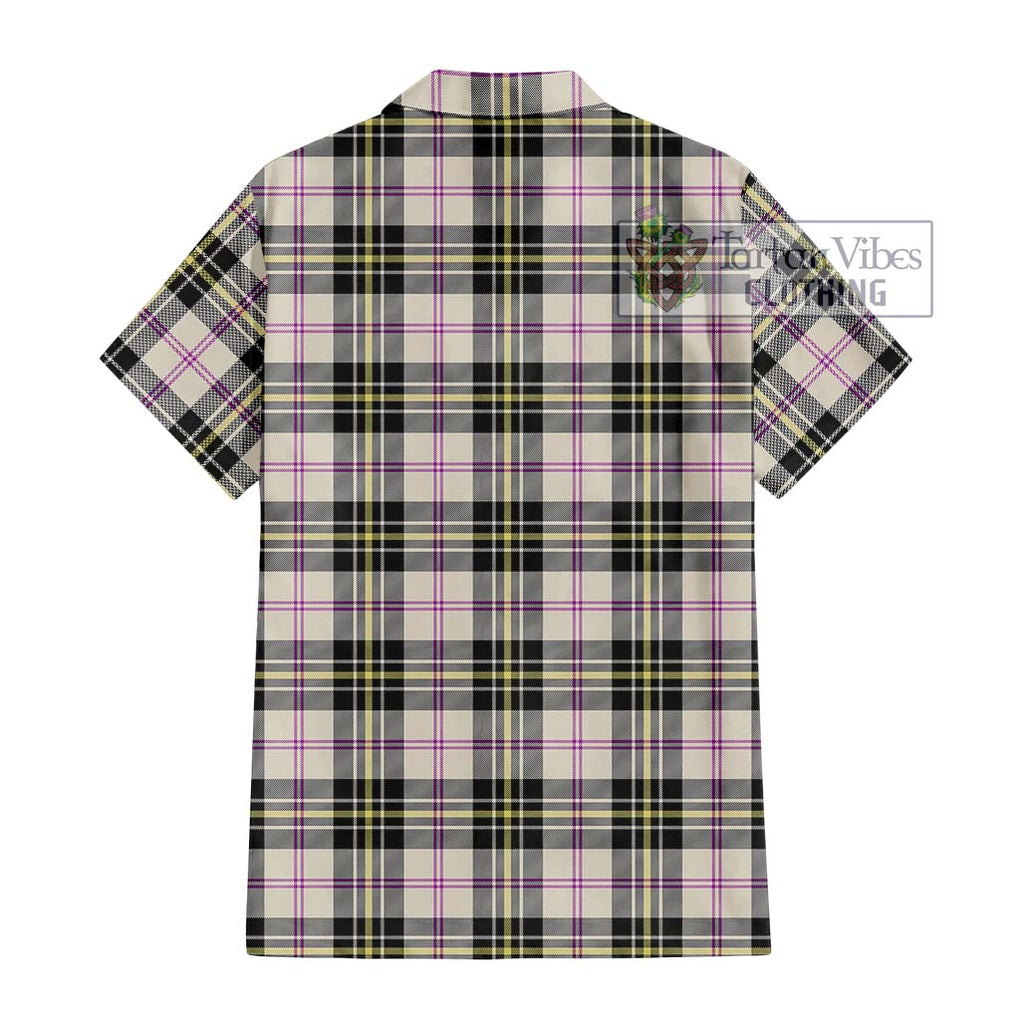 MacPherson Dress Ancient Tartan Short Sleeve Button Shirt with Family Crest DNA In Me Style - Tartanvibesclothing Shop