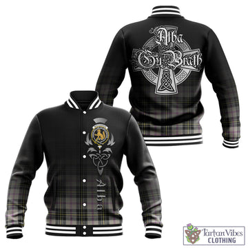 MacPherson Dress Ancient Tartan Baseball Jacket Featuring Alba Gu Brath Family Crest Celtic Inspired