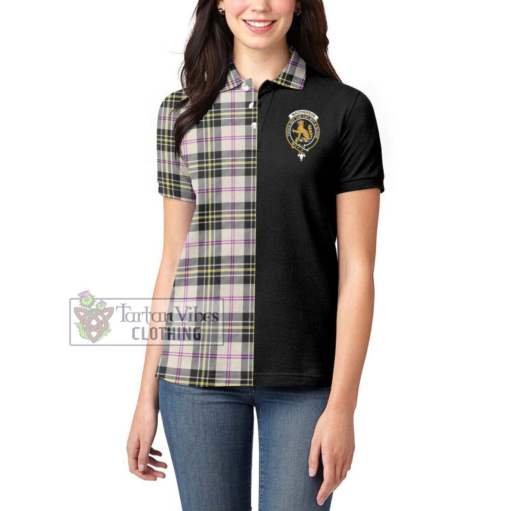 MacPherson Dress Ancient Tartan Women's Polo Shirt with Family Crest and Half Of Me Style - Tartanvibesclothing Shop