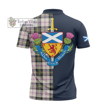 MacPherson Dress Ancient Tartan Zipper Polo Shirt Alba with Scottish Lion Royal Arm Half Style