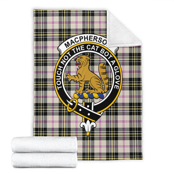 MacPherson Dress Ancient Tartan Blanket with Family Crest