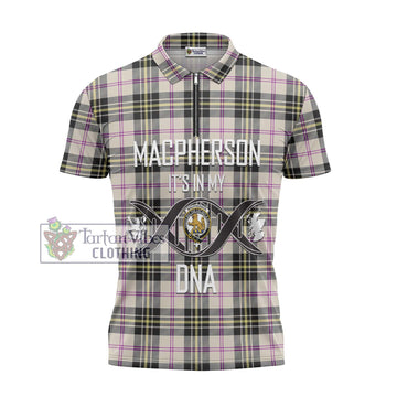 MacPherson Dress Ancient Tartan Zipper Polo Shirt with Family Crest DNA In Me Style