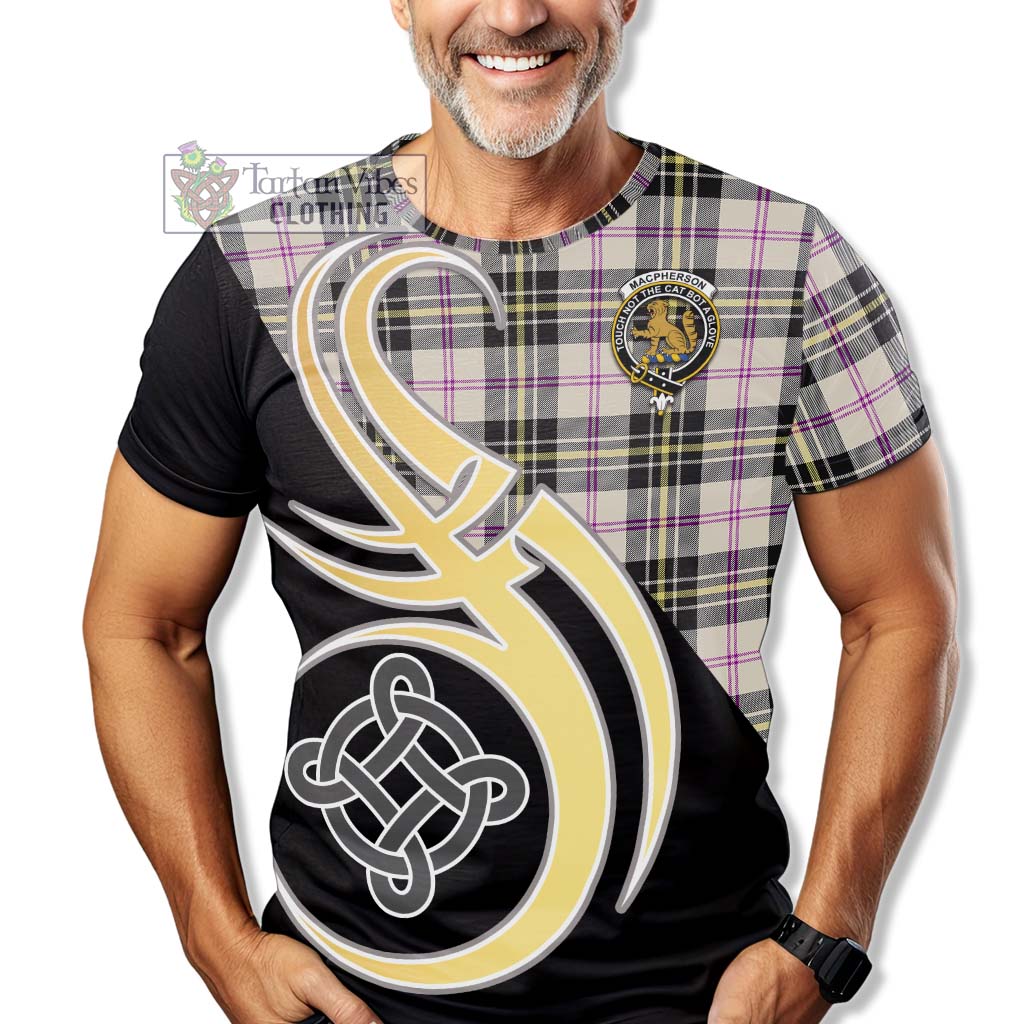 Tartan Vibes Clothing MacPherson Dress Ancient Tartan T-Shirt with Family Crest and Celtic Symbol Style