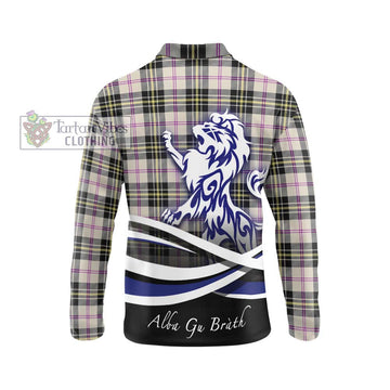 MacPherson Dress Ancient Tartan Long Sleeve Polo Shirt with Alba Gu Brath Regal Lion Emblem