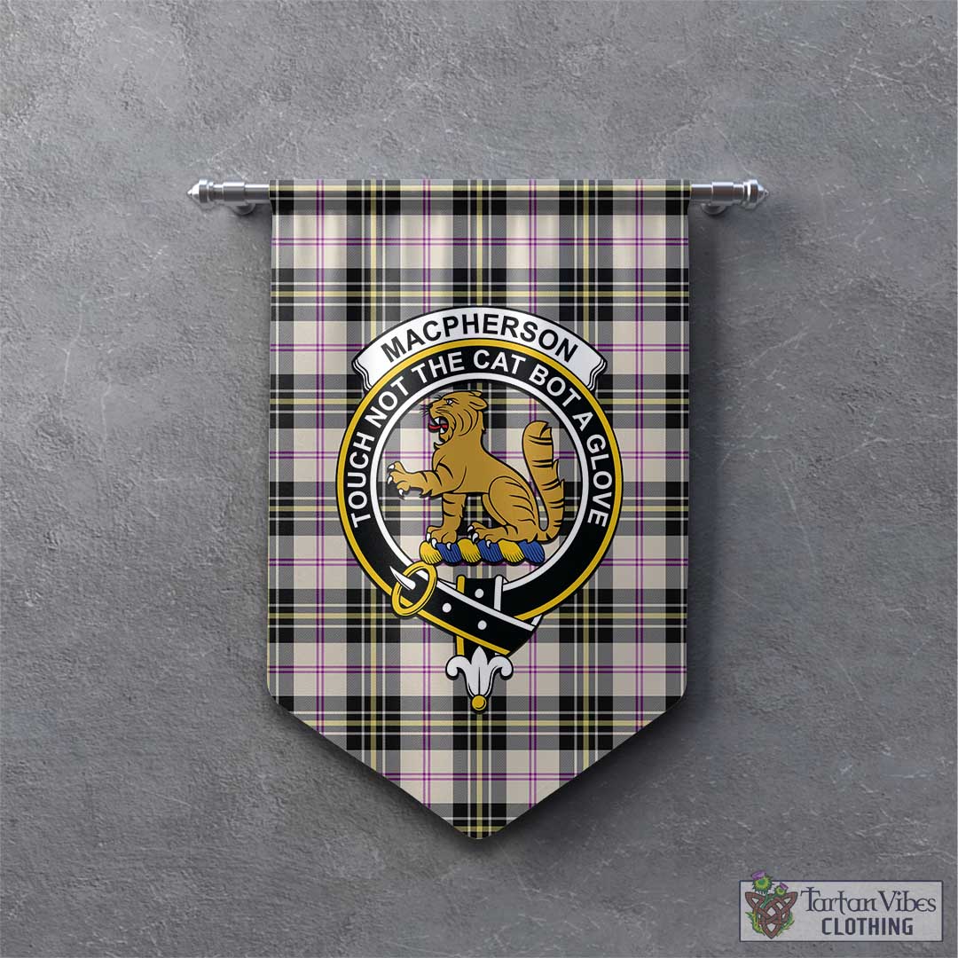 Tartan Vibes Clothing MacPherson Dress Ancient Tartan Gonfalon, Tartan Banner with Family Crest