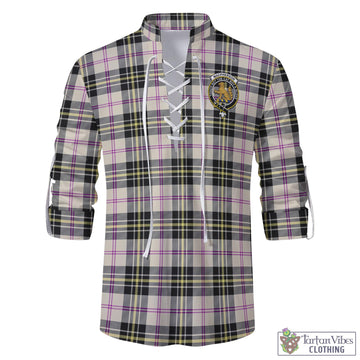 MacPherson Dress Ancient Tartan Men's Scottish Traditional Jacobite Ghillie Kilt Shirt with Family Crest