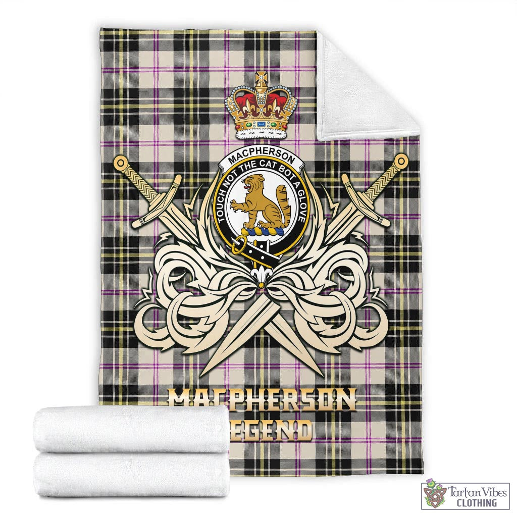 Tartan Vibes Clothing MacPherson Dress Ancient Tartan Blanket with Clan Crest and the Golden Sword of Courageous Legacy