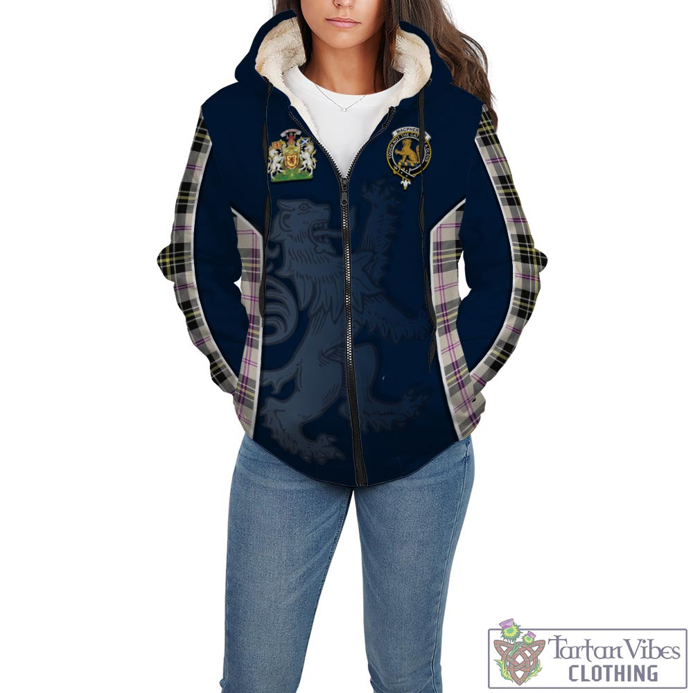 Tartan Vibes Clothing MacPherson Dress Ancient Tartan Sherpa Hoodie with Family Crest and Lion Rampant Vibes Sport Style