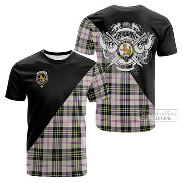 MacPherson Dress Ancient Tartan Cotton T-shirt with Family Crest and Military Logo Style