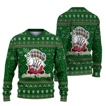 MacPherson Dress Ancient Clan Christmas Family Knitted Sweater with Funny Gnome Playing Bagpipes