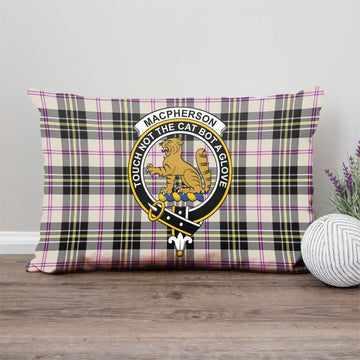 MacPherson Dress Ancient Tartan Pillow Cover with Family Crest