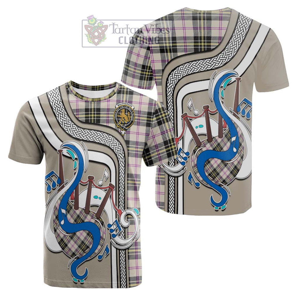 Tartan Vibes Clothing MacPherson Dress Ancient Tartan Cotton T-shirt with Epic Bagpipe Style