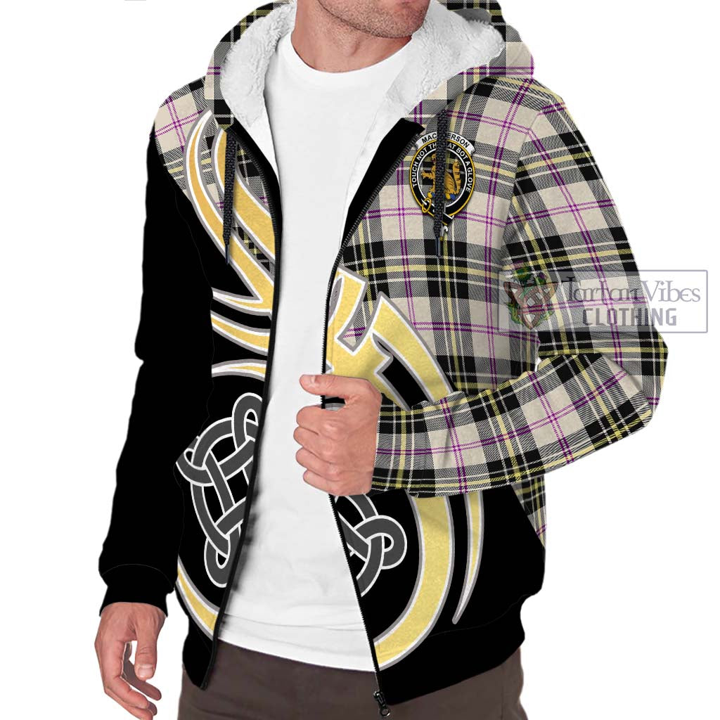 MacPherson Dress Ancient Tartan Sherpa Hoodie with Family Crest and Celtic Symbol Style - Tartan Vibes Clothing