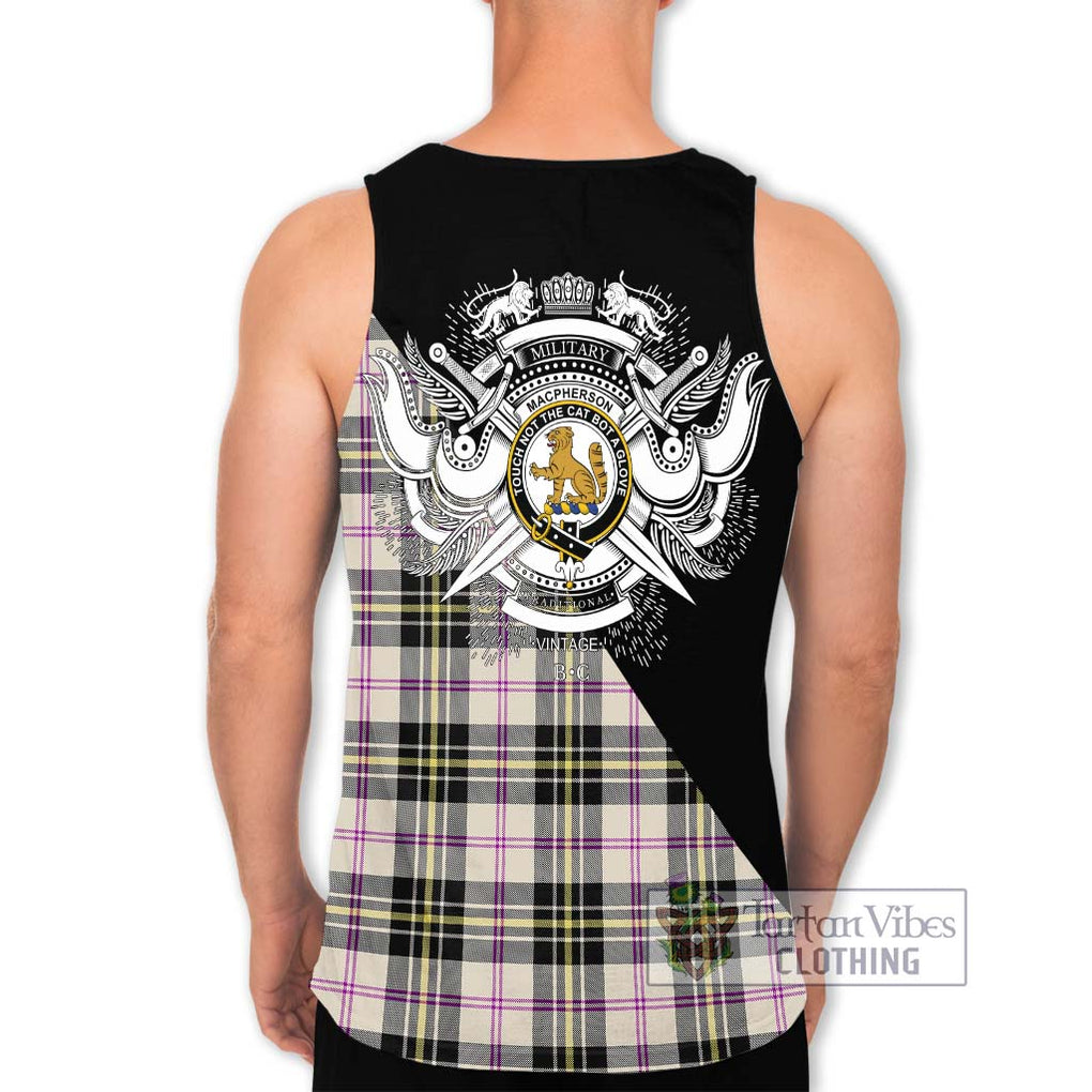 MacPherson Dress Ancient Tartan Men's Tank Top with Family Crest and Military Logo Style - Tartanvibesclothing Shop