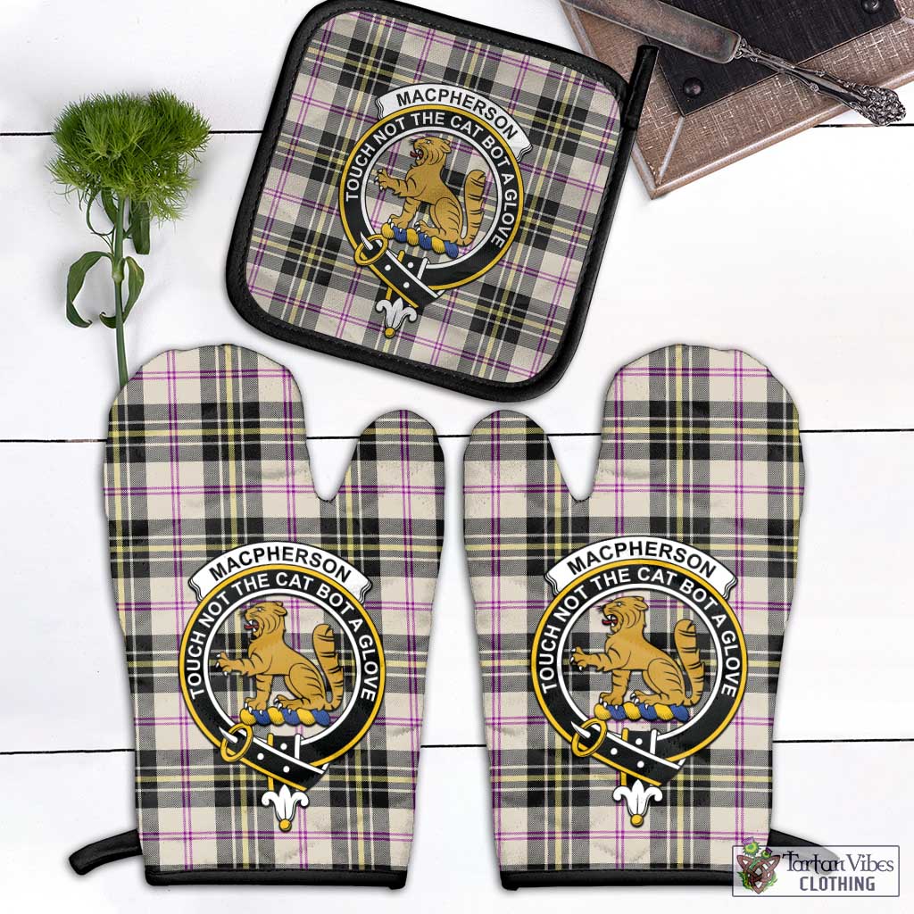 Tartan Vibes Clothing MacPherson Dress Ancient Tartan Combo Oven Mitt & Pot-Holder with Family Crest