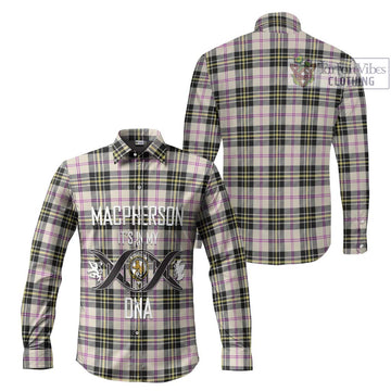 MacPherson Dress Ancient Tartan Long Sleeve Button Shirt with Family Crest DNA In Me Style