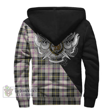 MacPherson Dress Ancient Tartan Sherpa Hoodie with Family Crest and Military Logo Style