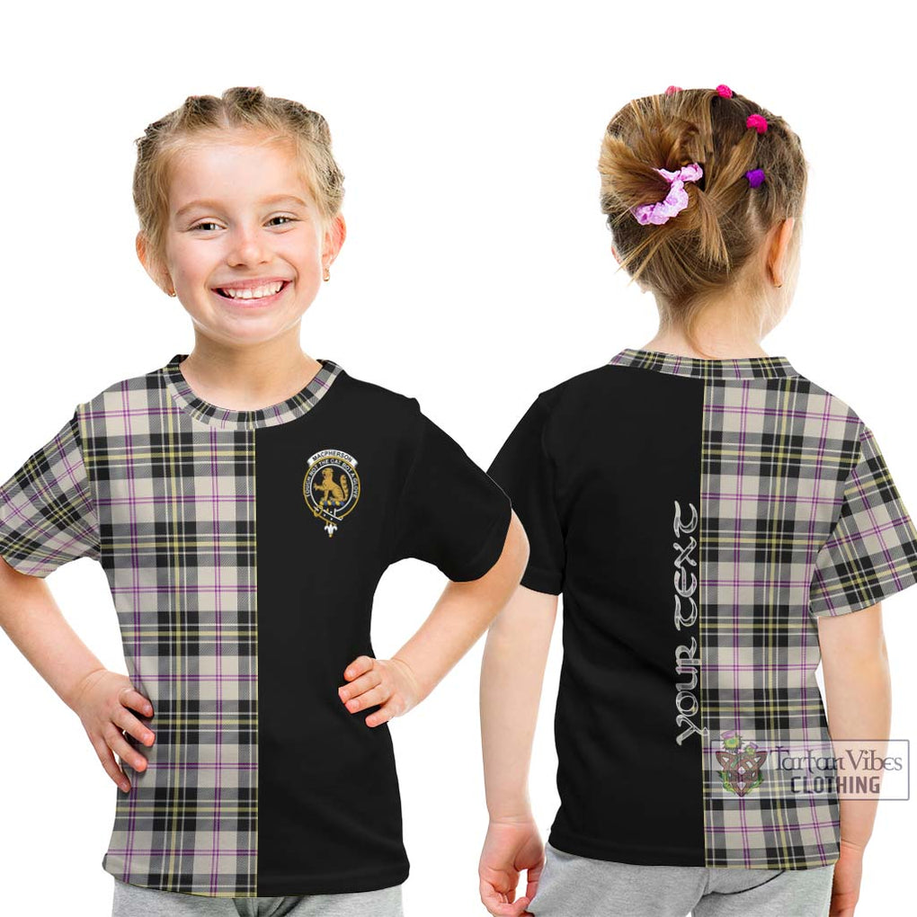 MacPherson Dress Ancient Tartan Kid T-Shirt with Family Crest and Half Of Me Style - Tartanvibesclothing Shop