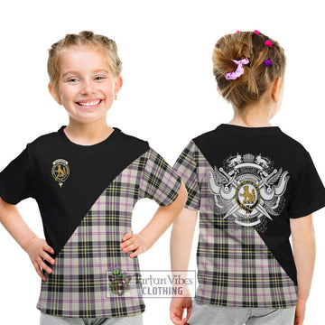 MacPherson Dress Ancient Tartan Kid T-Shirt with Family Crest and Military Logo Style