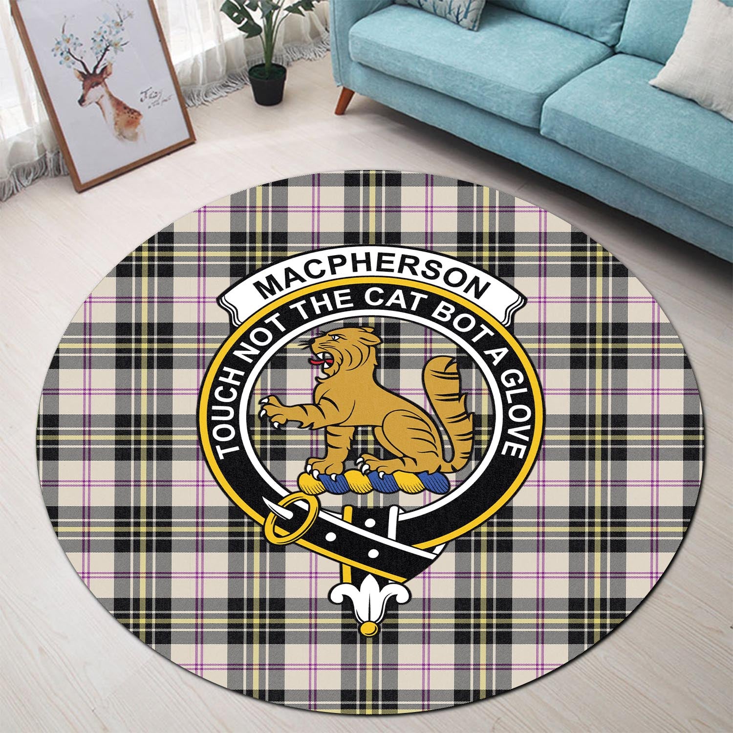 macpherson-dress-ancient-tartan-round-rug-with-family-crest