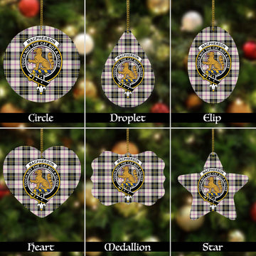 MacPherson Dress Ancient Tartan Christmas Ornaments with Family Crest