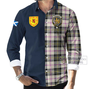 MacPherson Dress Ancient Tartan Long Sleeve Button Shirt Alba with Scottish Lion Royal Arm Half Style