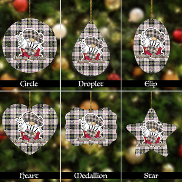 MacPherson Dress Ancient Tartan Christmas Ornaments with Scottish Gnome Playing Bagpipes