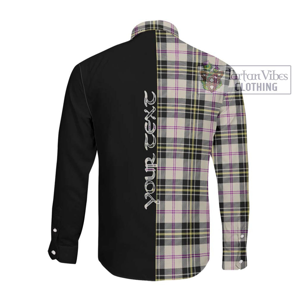 MacPherson Dress Ancient Tartan Long Sleeve Button Shirt with Family Crest and Half Of Me Style Men's Shirt - Tartanvibesclothing Shop