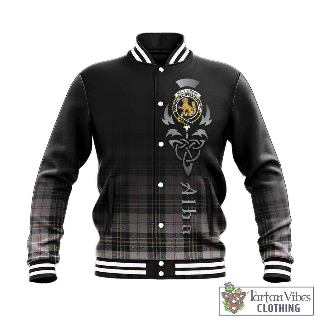 Tartan Vibes Clothing MacPherson Dress Ancient Tartan Baseball Jacket Featuring Alba Gu Brath Family Crest Celtic Inspired