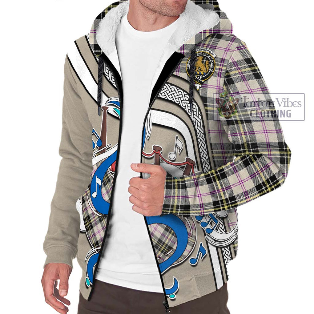 MacPherson Dress Ancient Tartan Sherpa Hoodie with Epic Bagpipe Style Unisex - Tartanvibesclothing Shop