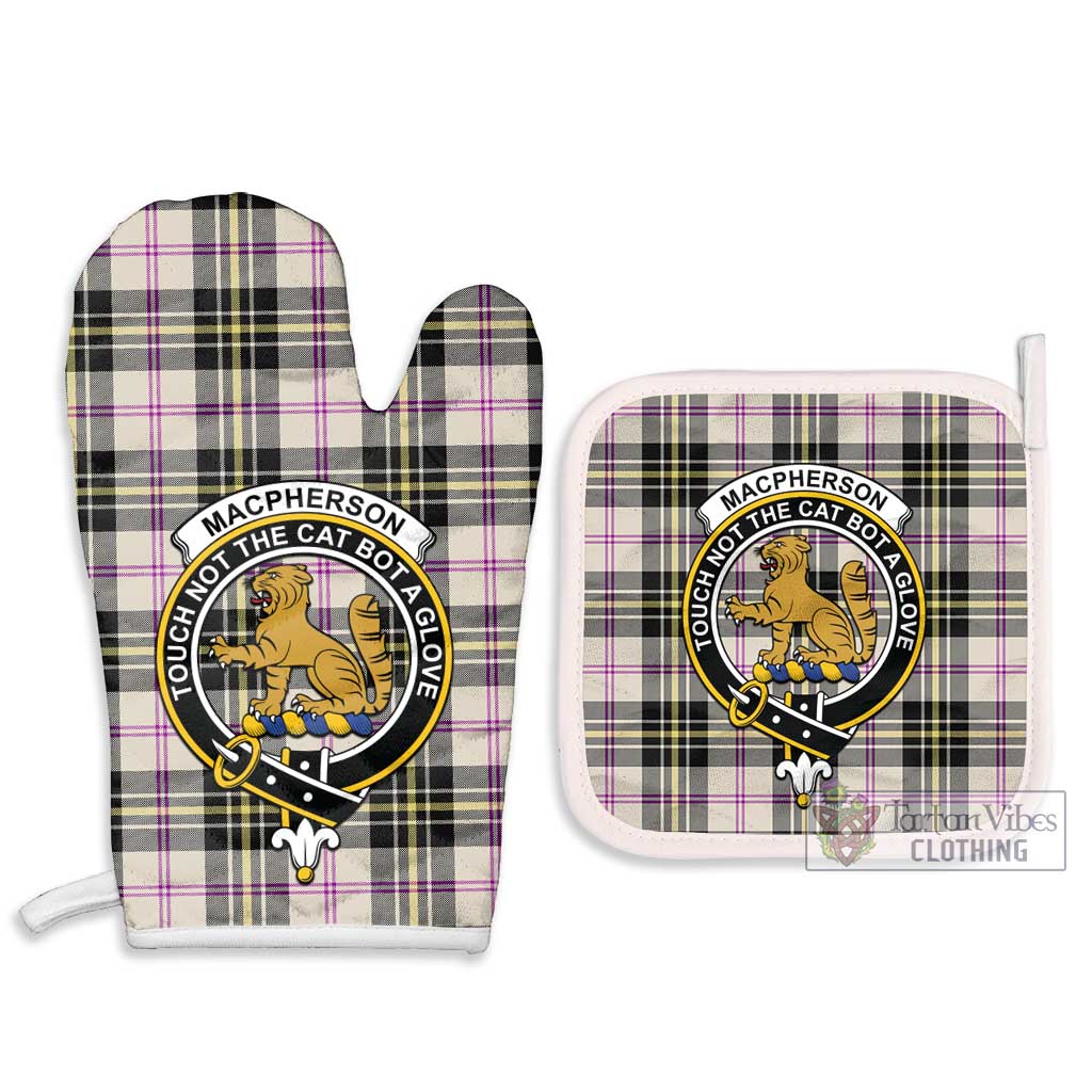 Tartan Vibes Clothing MacPherson Dress Ancient Tartan Combo Oven Mitt & Pot-Holder with Family Crest